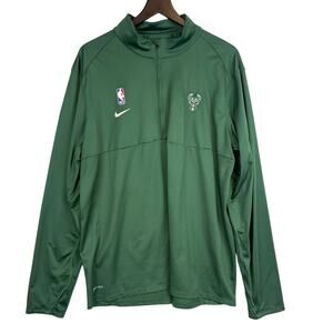 Nike NBA Milwaukee Bucks Green 1/2 Zip Sweatshirt Mens - XL